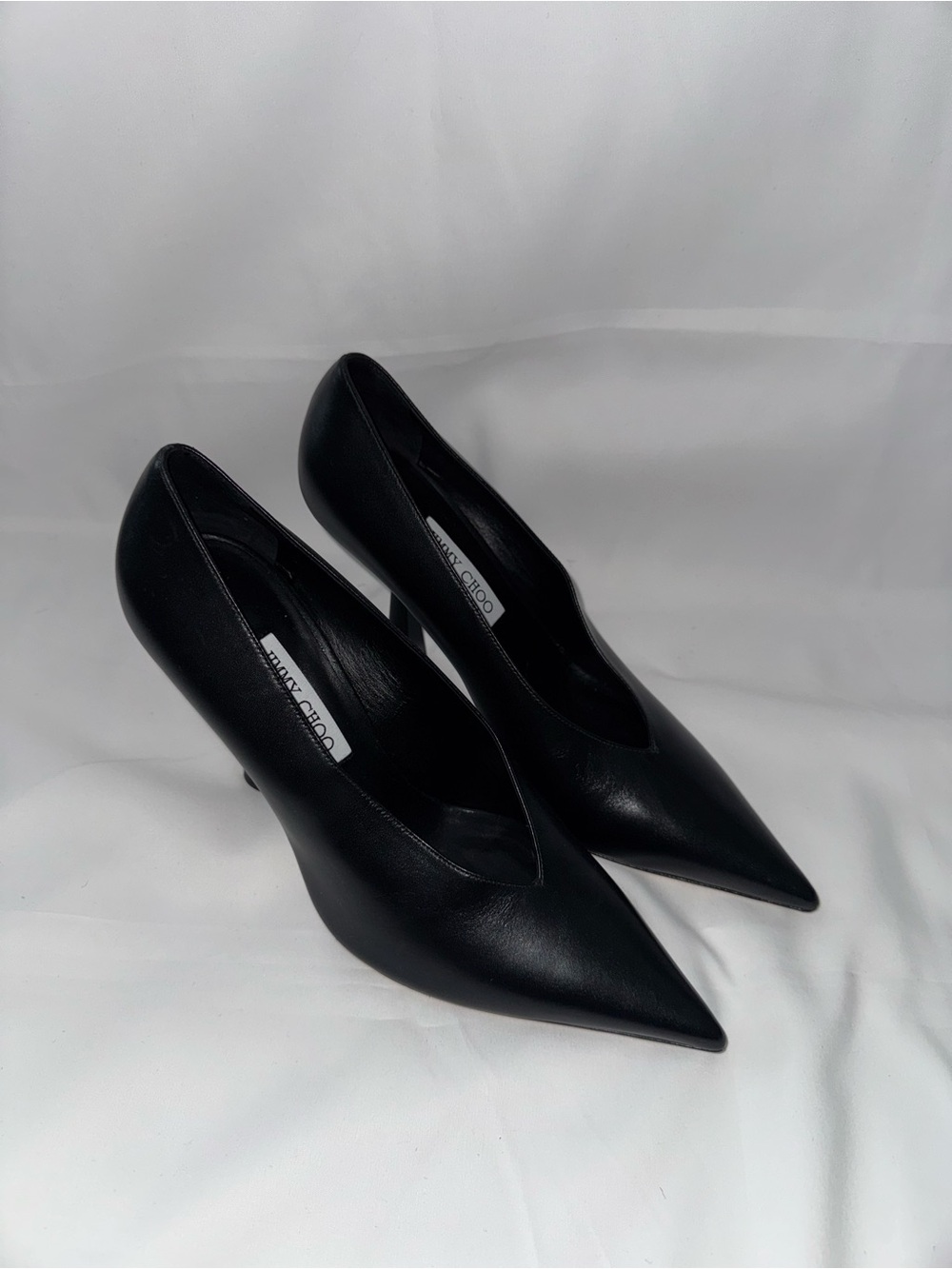Jimmy Choo Black Pointed-Toe Leather Pumps